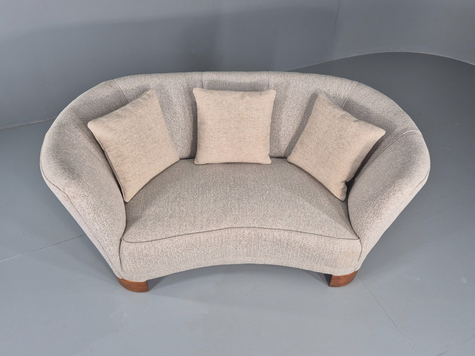 Vintage Art Deco Banana 2 Seat Sofa Danish New Upholstery 1930s EB11833 M2SS3