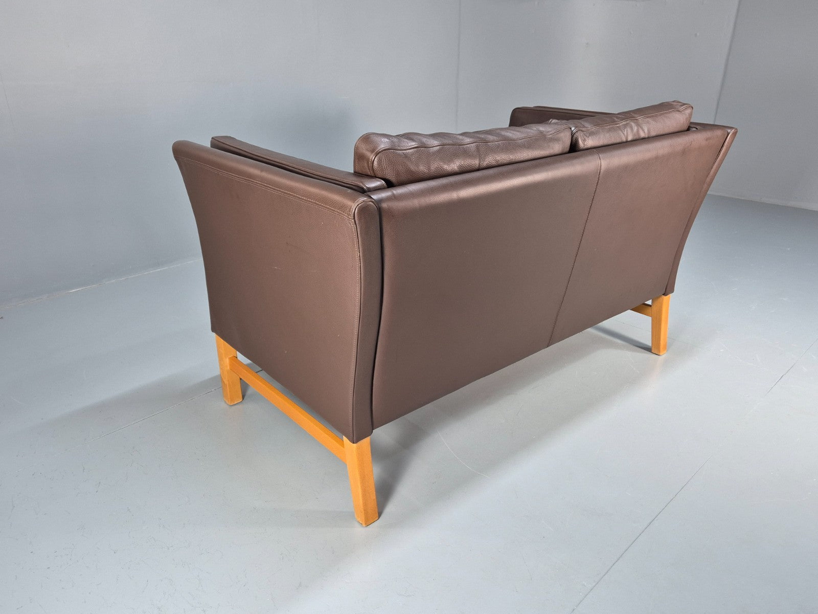 Mid Century Two Seater Sofa Vintage Danish Brown Leather Retro 1970 EB10094 M2SS16