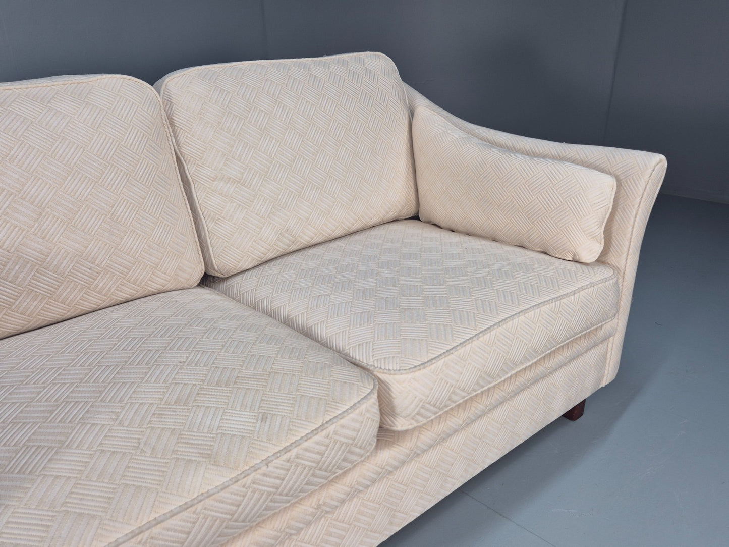 Vintage 2 Seater Sofa Retro Danish Cream Patterned Fabric EB10516 M2SS3