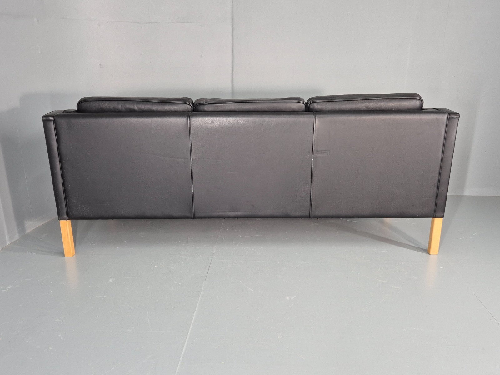 Vintage 3 Seat Sofa Danish Black Leather Mid Century Retro 1980s EB10476 M3SS19