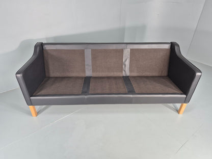 Vintage 3 Seater Sofa Danish Black Leather Mid Century Retro 1980s  EB10469 M3SS6
