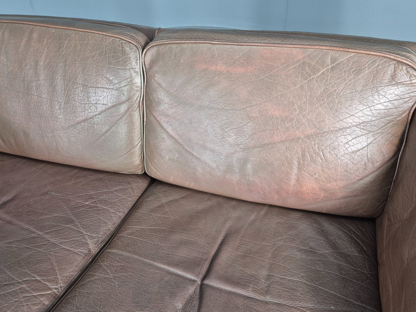 Vintage Danish 2 Seat Sofa Gunnar Grandt Design Brown Buffalo Hide EB9905 M2SS21