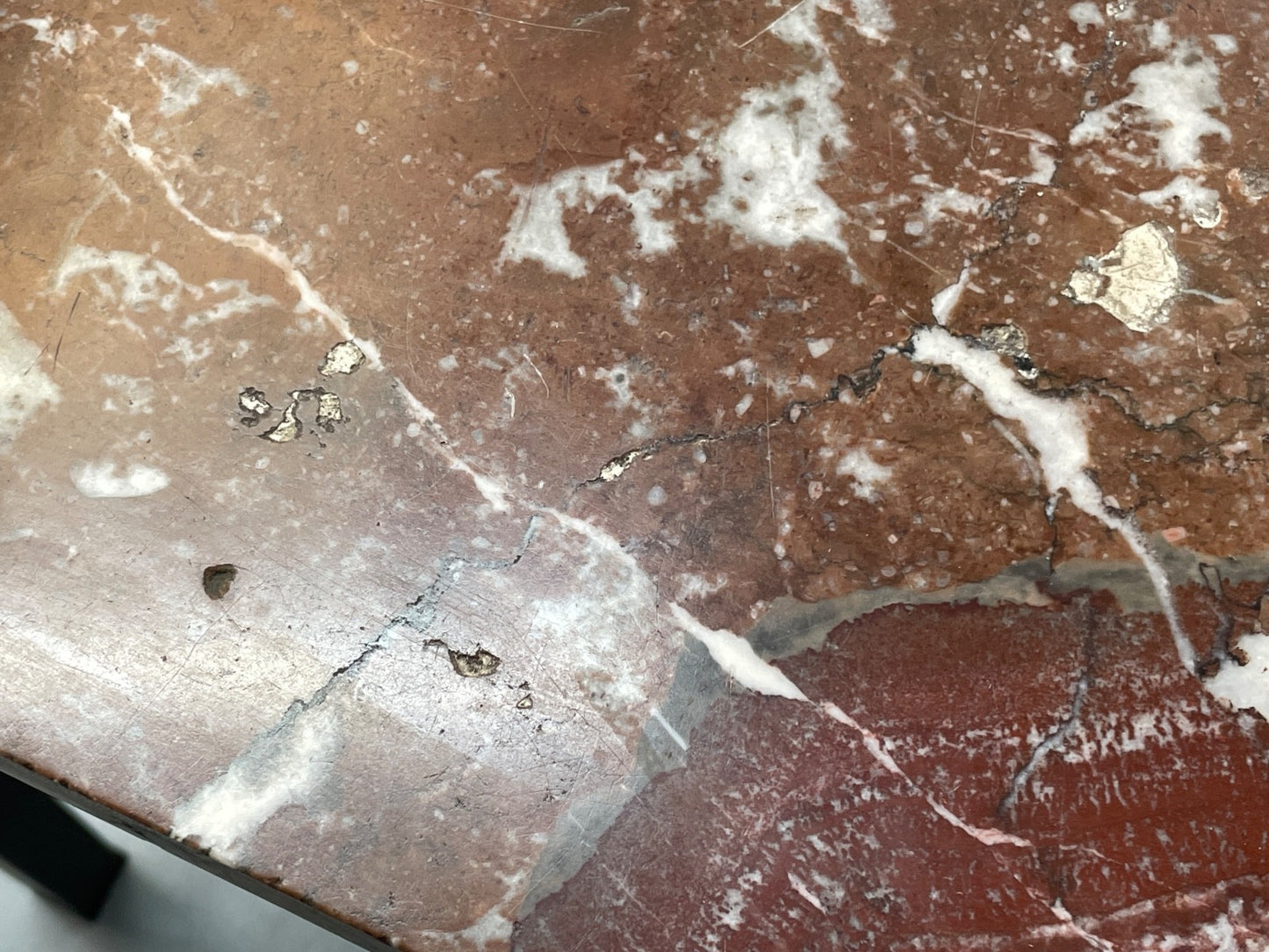 Vintage Marble Coffee Table Black Steel Frame Magazine Rack  1980s EB11047 MWOO10