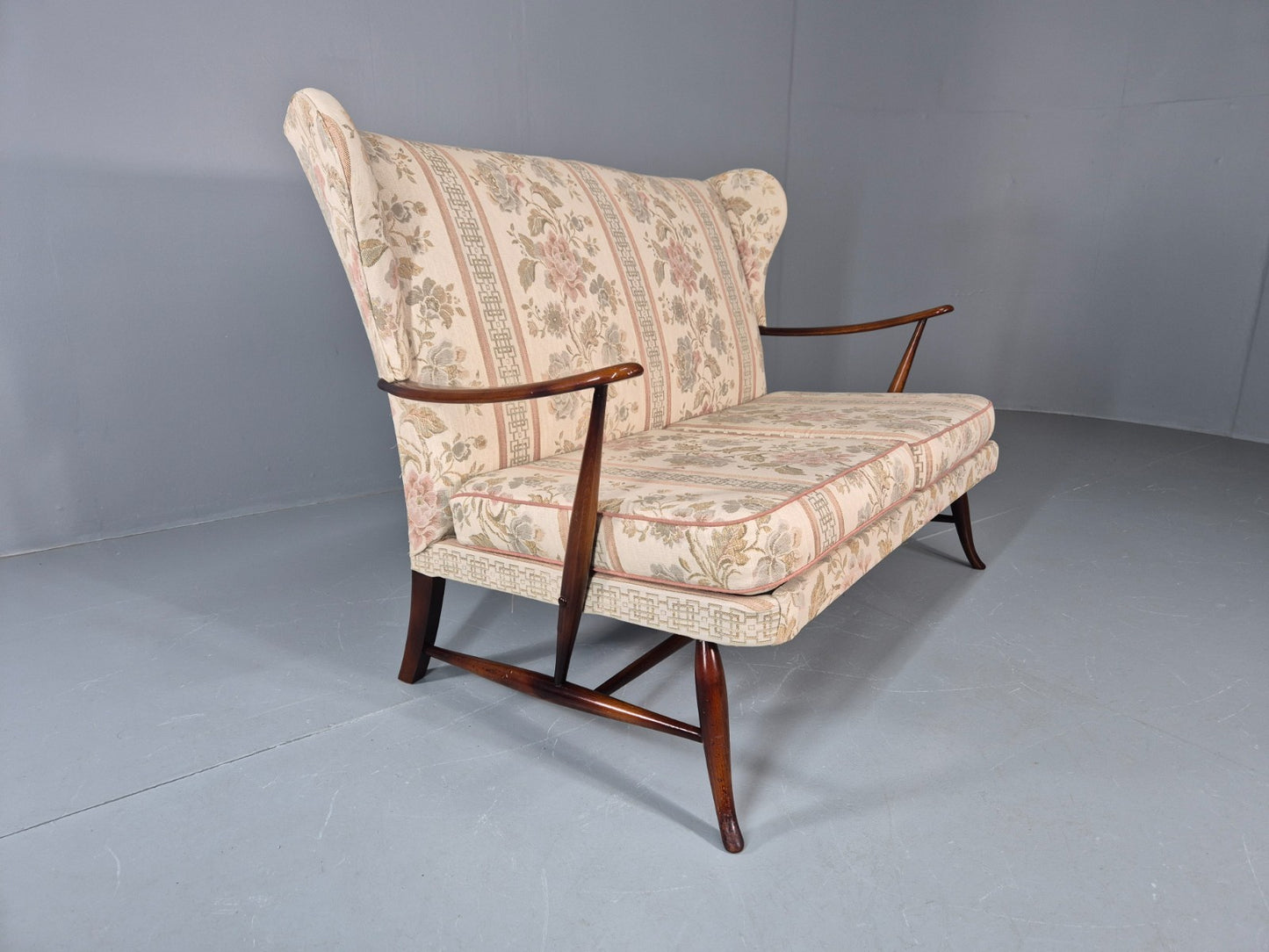 Vintage Ercol 2 Seater Sofa 1960s Floral Cotton Retro MCM EB11706 M2SS8