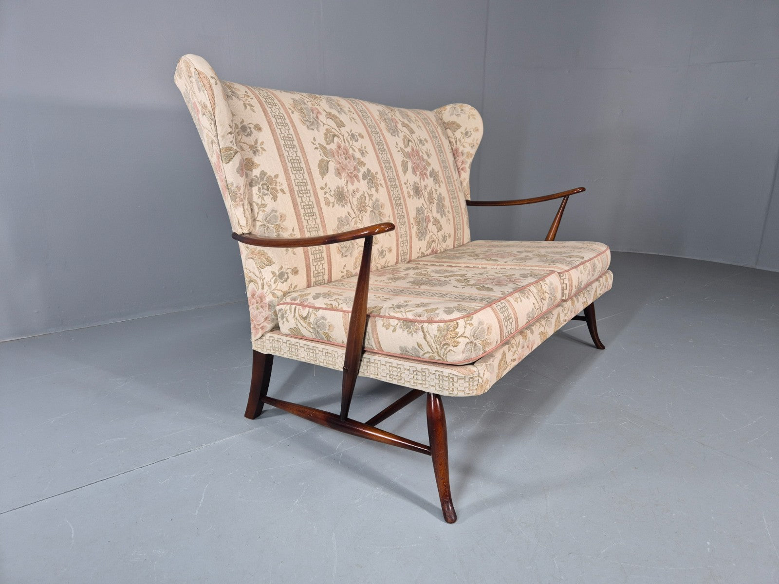 Vintage Ercol 2 Seater Sofa 1960s Floral Cotton Retro MCM EB11706 M2SS8