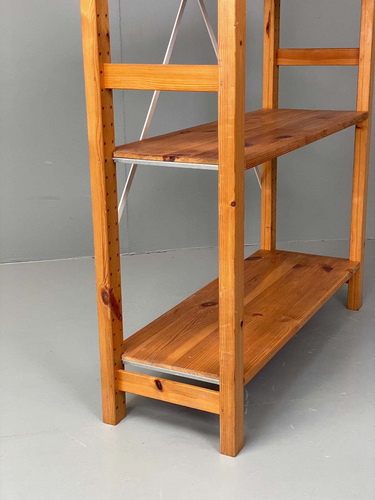 Pine Open Shelving Unit Adjustable Retro Scandi Solid EB11784 MWOO14