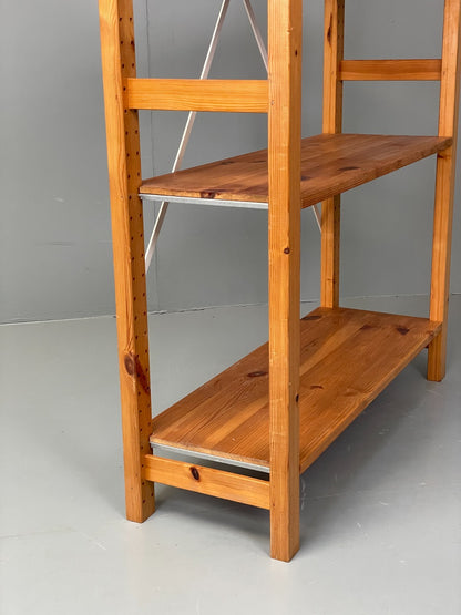 Pine Open Shelving Unit Adjustable Retro Scandi Solid EB11784 MWOO14