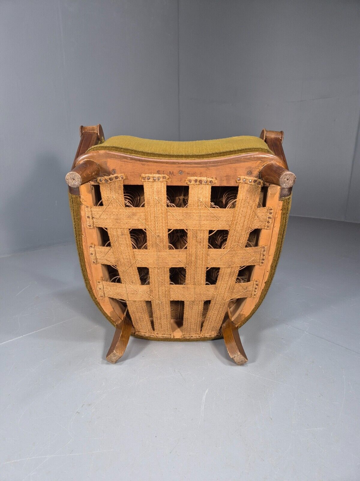 Art Deco Danish Oak Lounge Chair Green Wool 1940s Retro EB9047 VCLO - UKDK FURNITURE