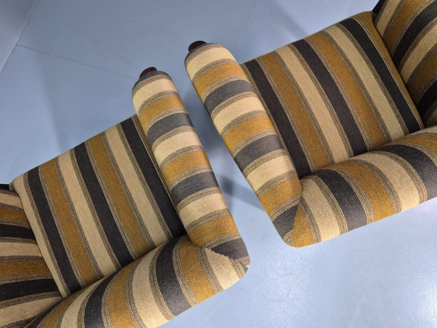 2 Art Deco Danish Lounge Chair Mahogany Frame 3 Green Stripe 1940s EB10748 VCLO8