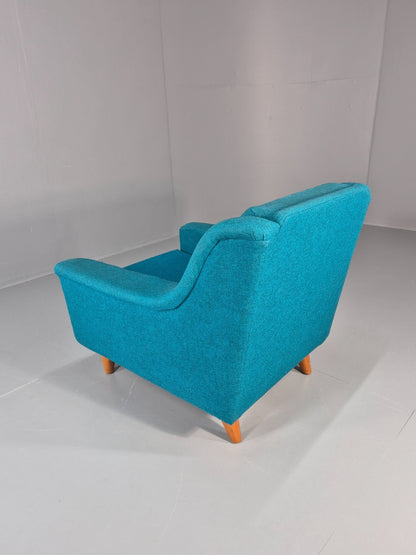 Vintage Swedish Lounge Chair 1960s Retro Dux Mid Century Blue Wool  EB11104 MNOR19