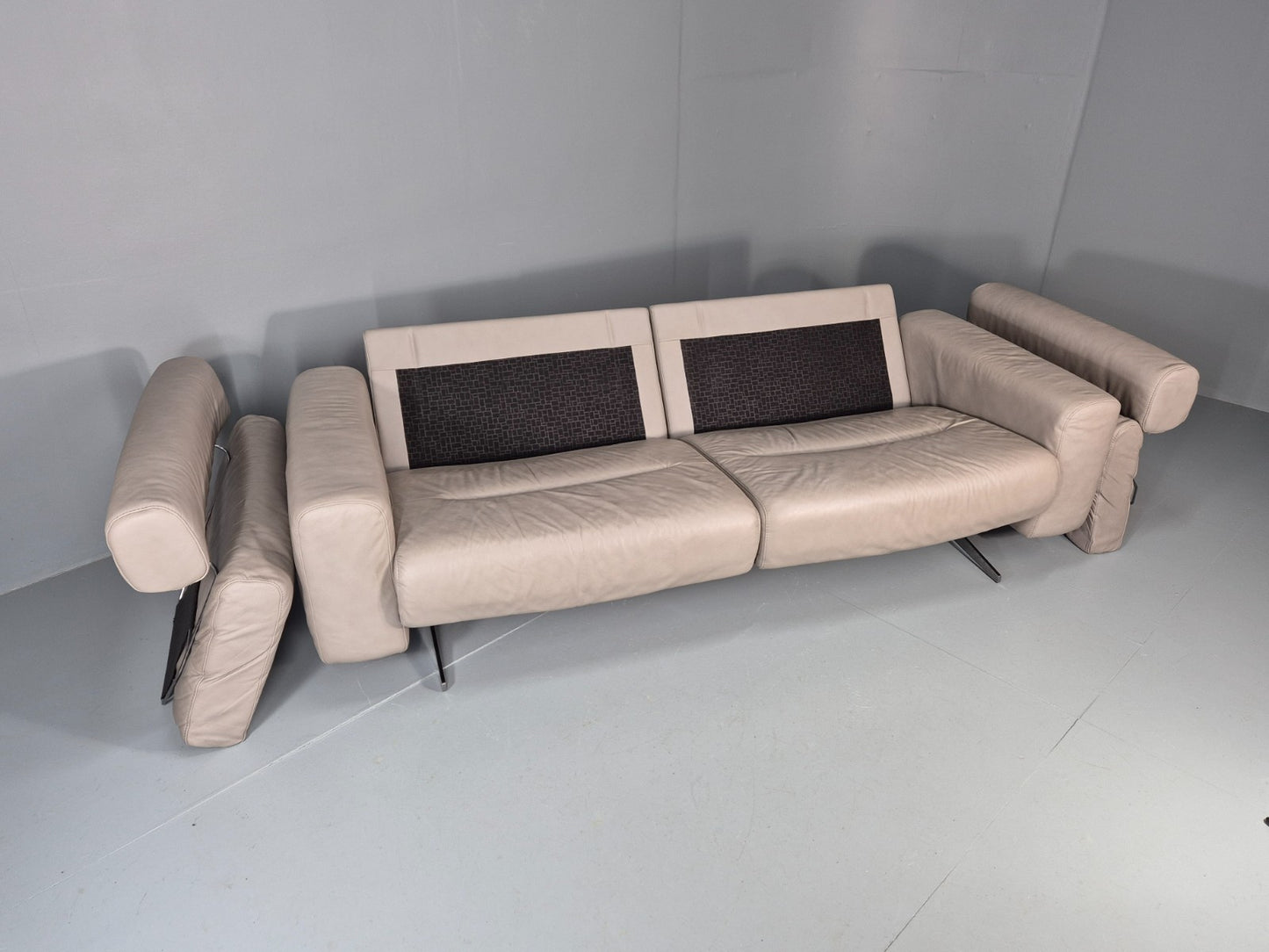 Stressless Stella 3 Seat Settee In Grey Leather Modern Ekornes EB11476 M3ss8