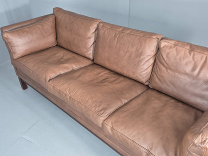 Vintage Danish 3 Seater Sofa Danish Brown Leather 1970s Retro MCM  EB10486 M3SS22