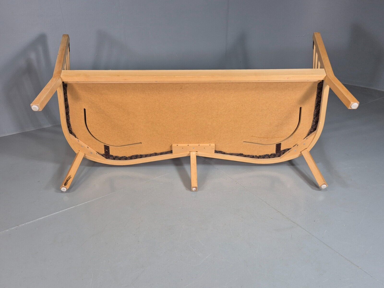 Vintage Danish 2 Seat Sofa Black Leather Beech Stouby Retro MCM EB7447 M2SS - UKDK FURNITURE