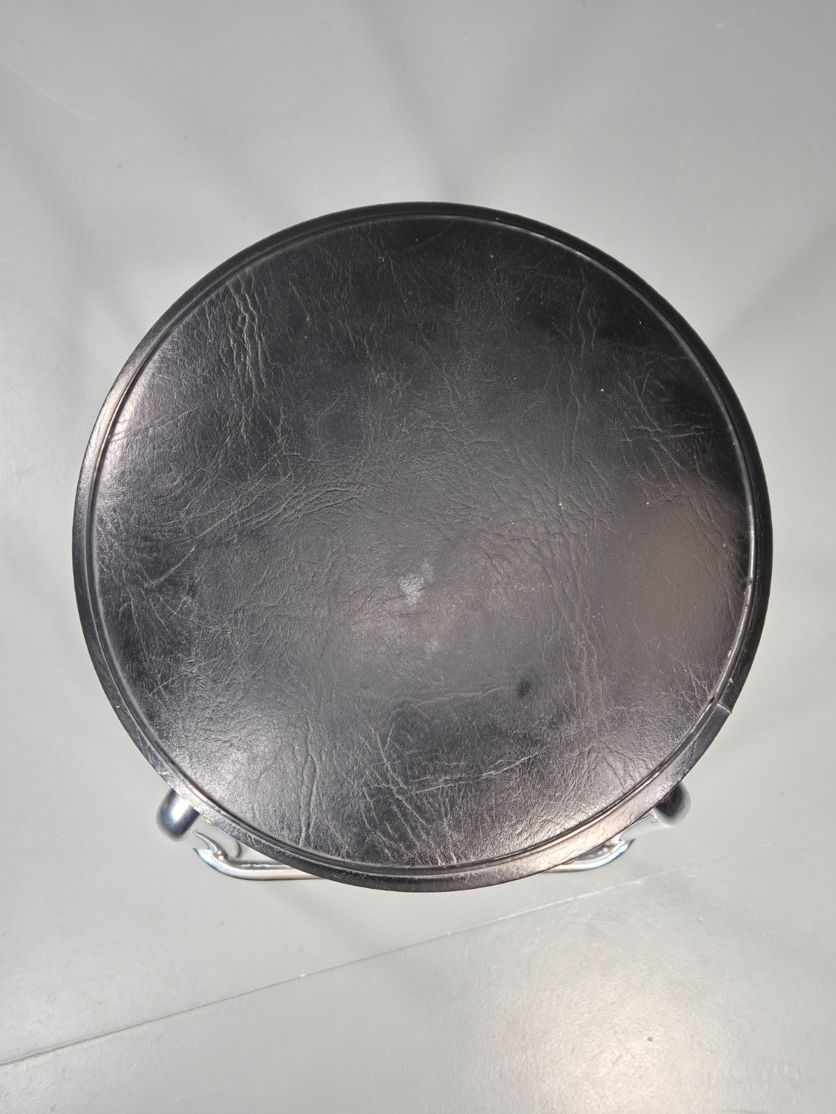 Vintage Bar Stool Black Vinyl and Chrome 1980s Bauhaus style Retro EB11274 MDIN6