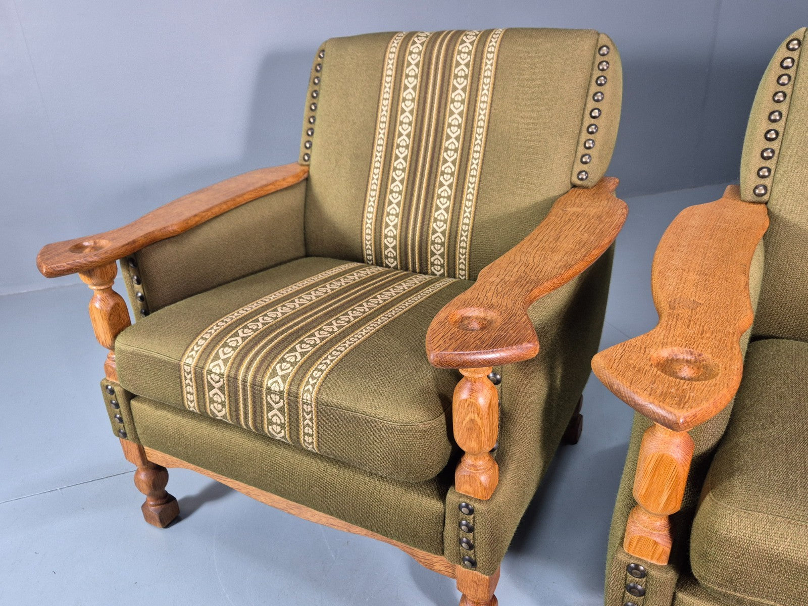 2 Kjaernulf Lounge Chairs Retro 1970s Green Light Oak Retro EB10750 VCLO21