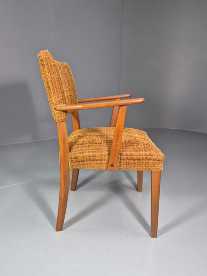 1960s Danish Teak Desk Chair Orange Wool Retro Mid Century  EB10779 MNOR6