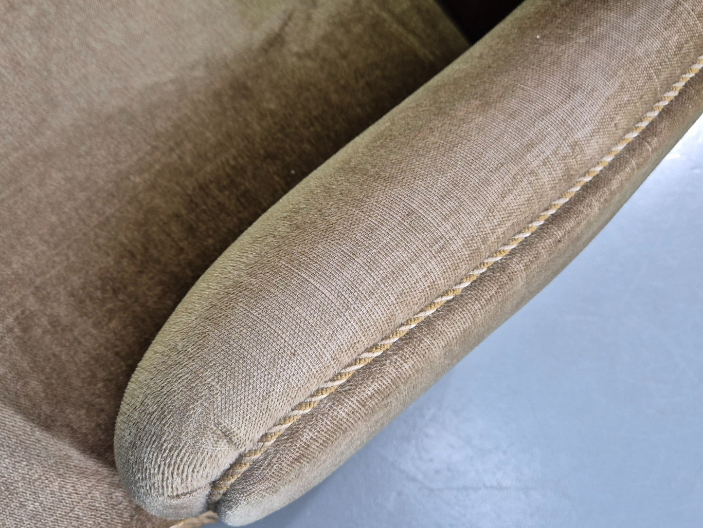 Vintage Danish  Banana Sofa Green Velour Tassels 1960s Retro MCM  EB10802 V3SS19