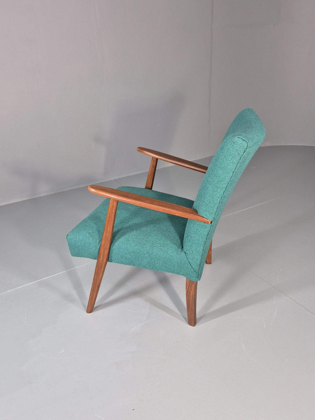 Vintage Mid Century Teak Lounge Chair New Upholstery Retro 1960s EB11814 MNOR10