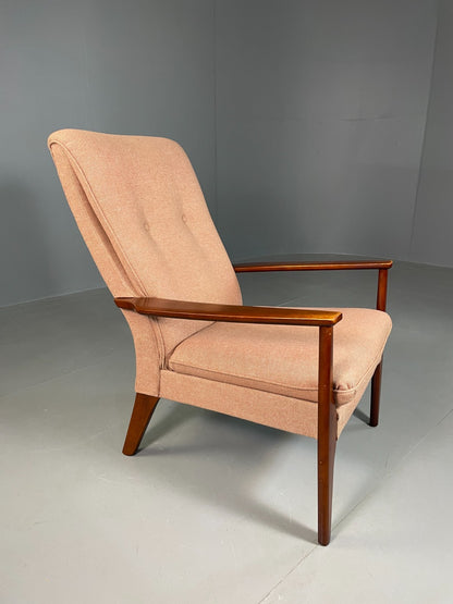 Vintage Lounge Chair Beech Frame Pink Parker Knoll Retro MCM EB6977 MNOR6