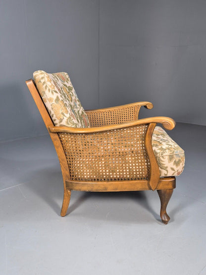 Vintage Danish Bergere Lounge Chair, Floral Cloth, Antique Style EB9003 VBER - UKDK FURNITURE