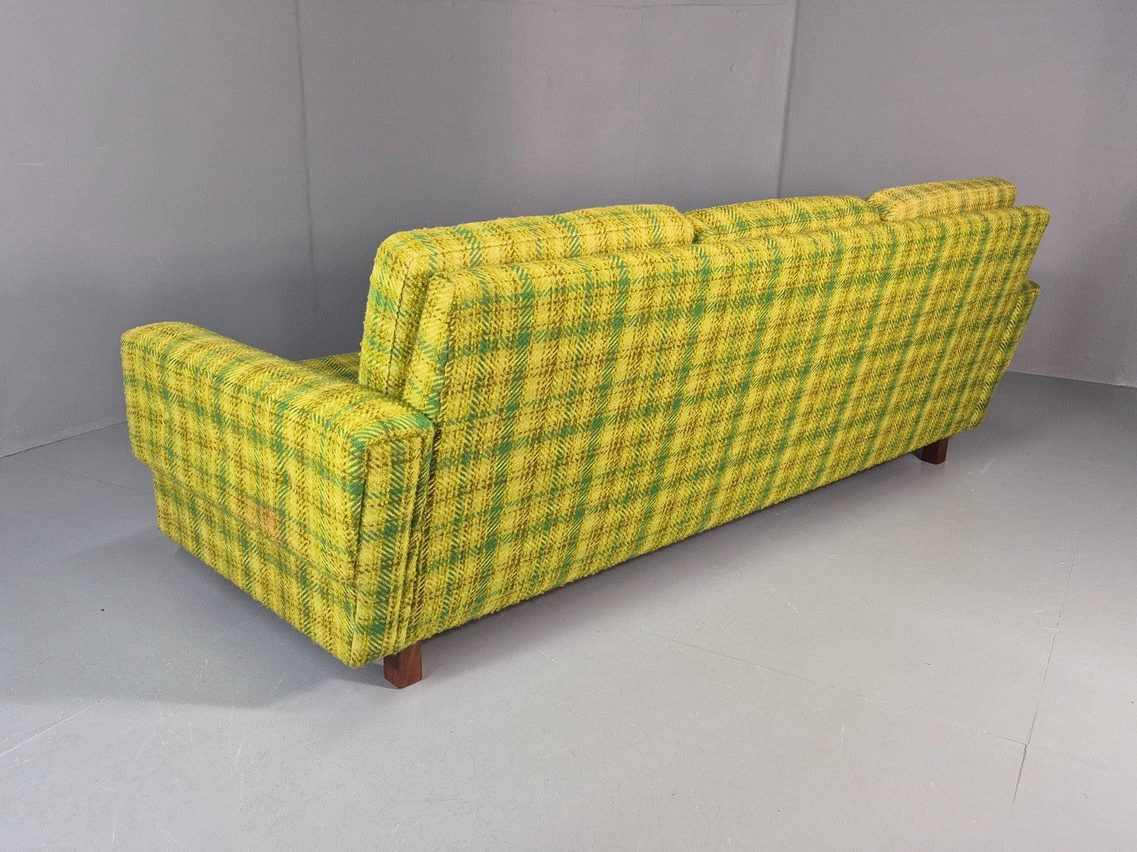 1970s Three Seater Sofa Vintage Danish Green Tones Wool Retro MCM  EB11350 M3SS17