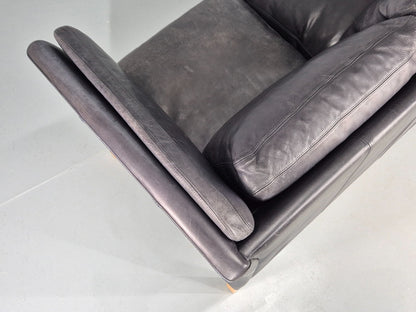 Vintage 2 Seater Sofa Danish Blue Leather Mid Century 1980s Retro EB9069 M2SS16