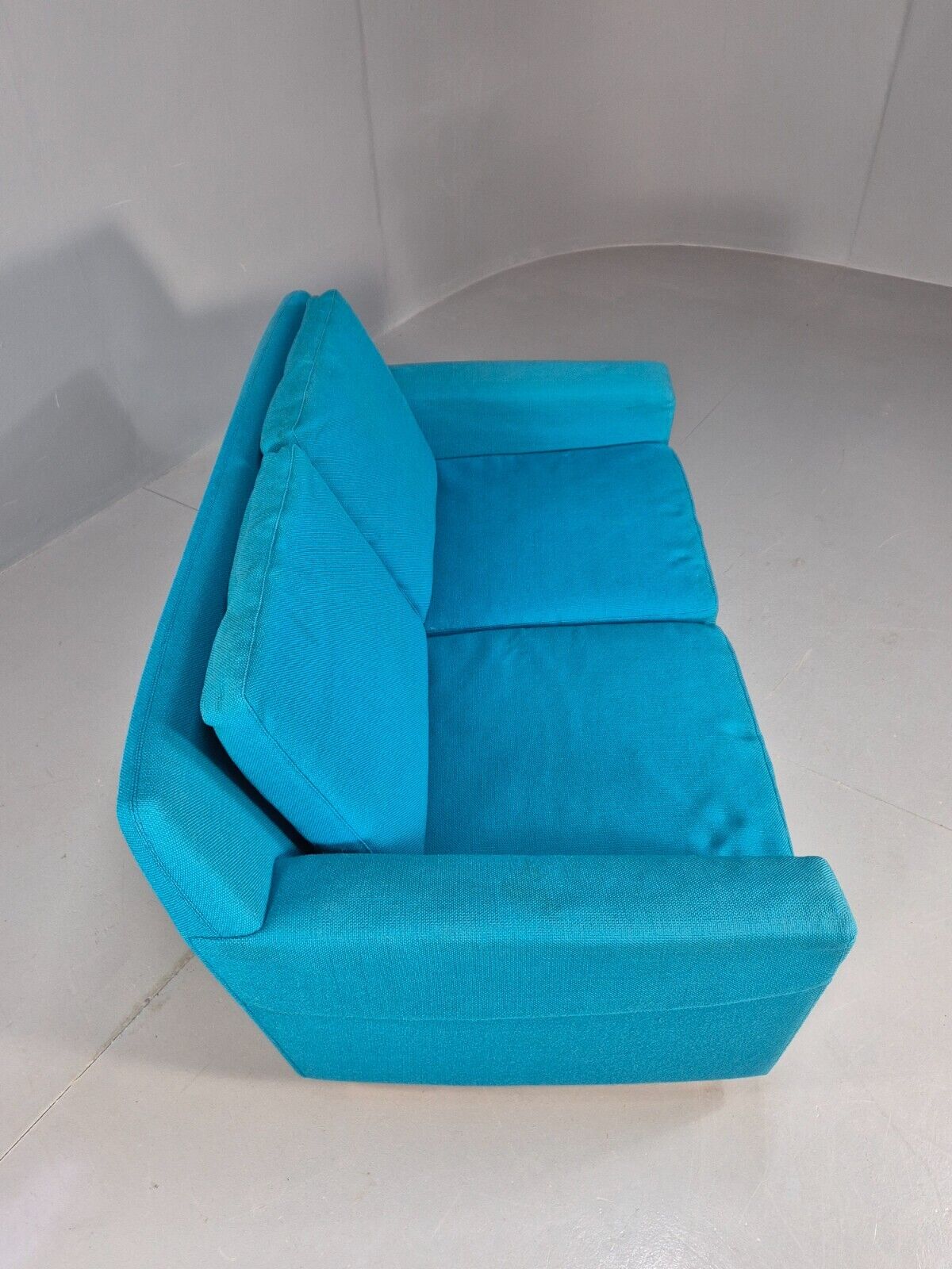 Vintage Danish 2 Seat Sofa Blue Wool Sled Base 1960s MCM Retro EB1372 M2SS - UKDK FURNITURE