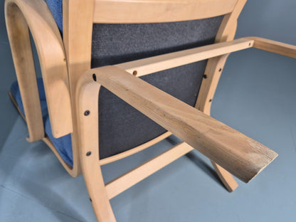 Retro Bentwood Lounge Chair and Footstool Vintage Danish 1980s MCM  EB11382 MBEN15