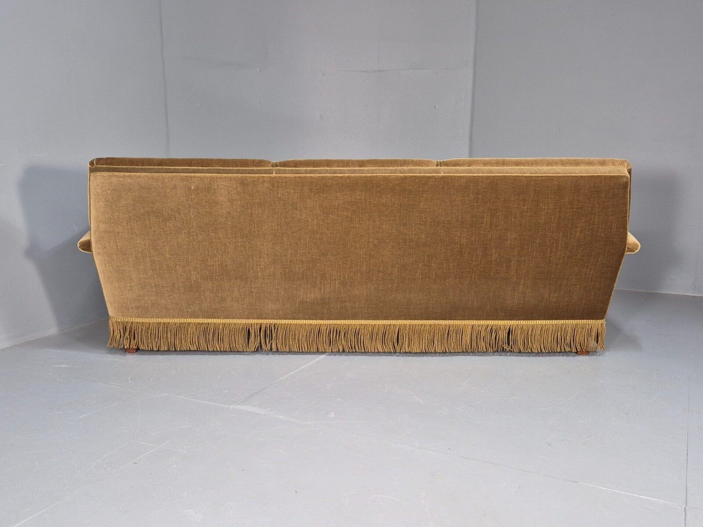 Vintage 3 Seater Sofa Green Velour Danish Mid Century Design Tassels EB9551 M3SS - UKDK FURNITURE