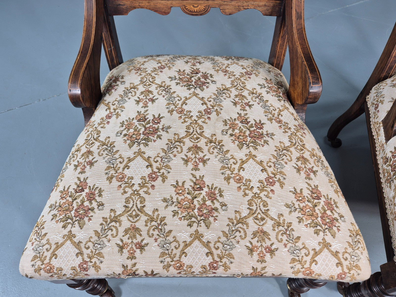 2 Antique Lounge Chairs Regency Revival Style Victorian Rosewood  EB10988 VCLO13