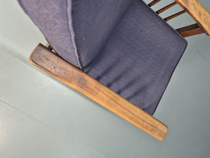 Antique Oak Wheel Back Folding Chair Purple upholstery 1900s EB10629 VCAR8