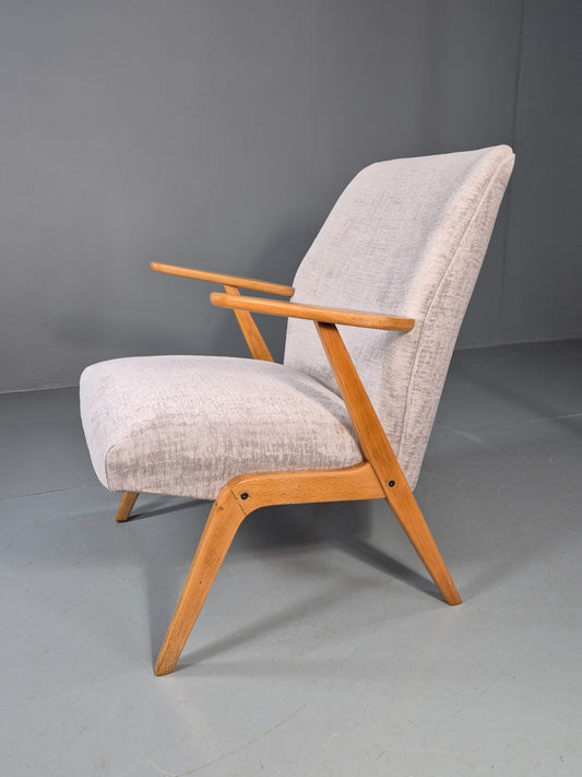 Vintage Mid Century Lounge Chair Swedish 1960s Design Reupholstered EB11670 MNOR1