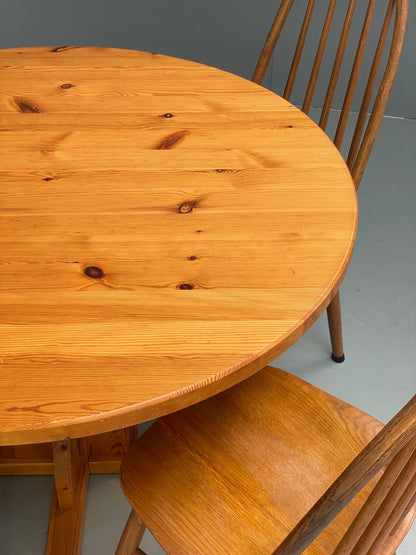Vintage Round Solid Pine Dining Table By Hamlet Furniture 1970s EB9521 MWOO - UKDK FURNITURE