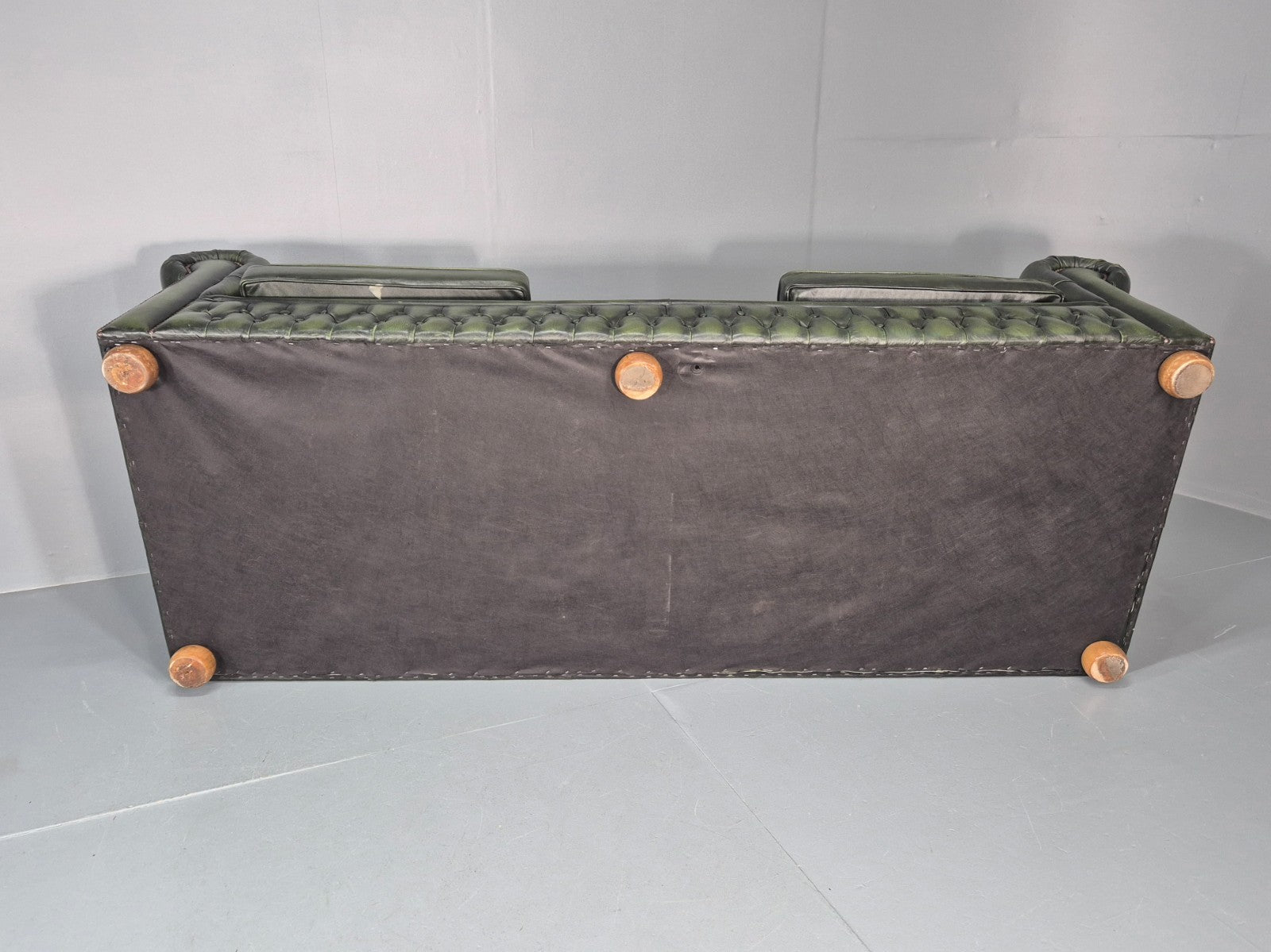 3 Seater Chesterfield Sofa Green Leather Studded Vintage EB11027 VCHE14