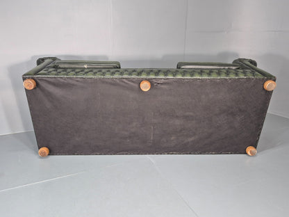 3 Seater Chesterfield Sofa Green Leather Studded Vintage EB11027 VCHE14
