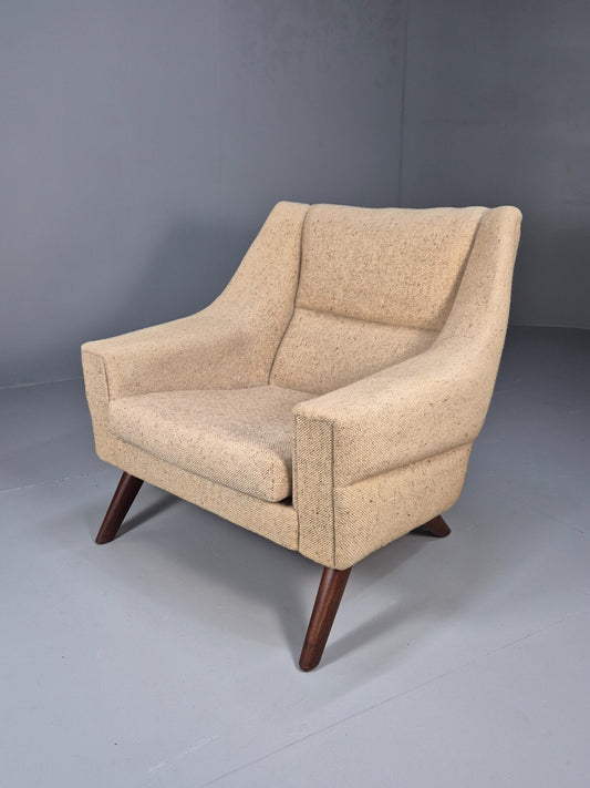 Midcentury Danish Arm Chair Oatmeal Wool Fabric Vintage Seating EB8880 MNOR - UKDK FURNITURE