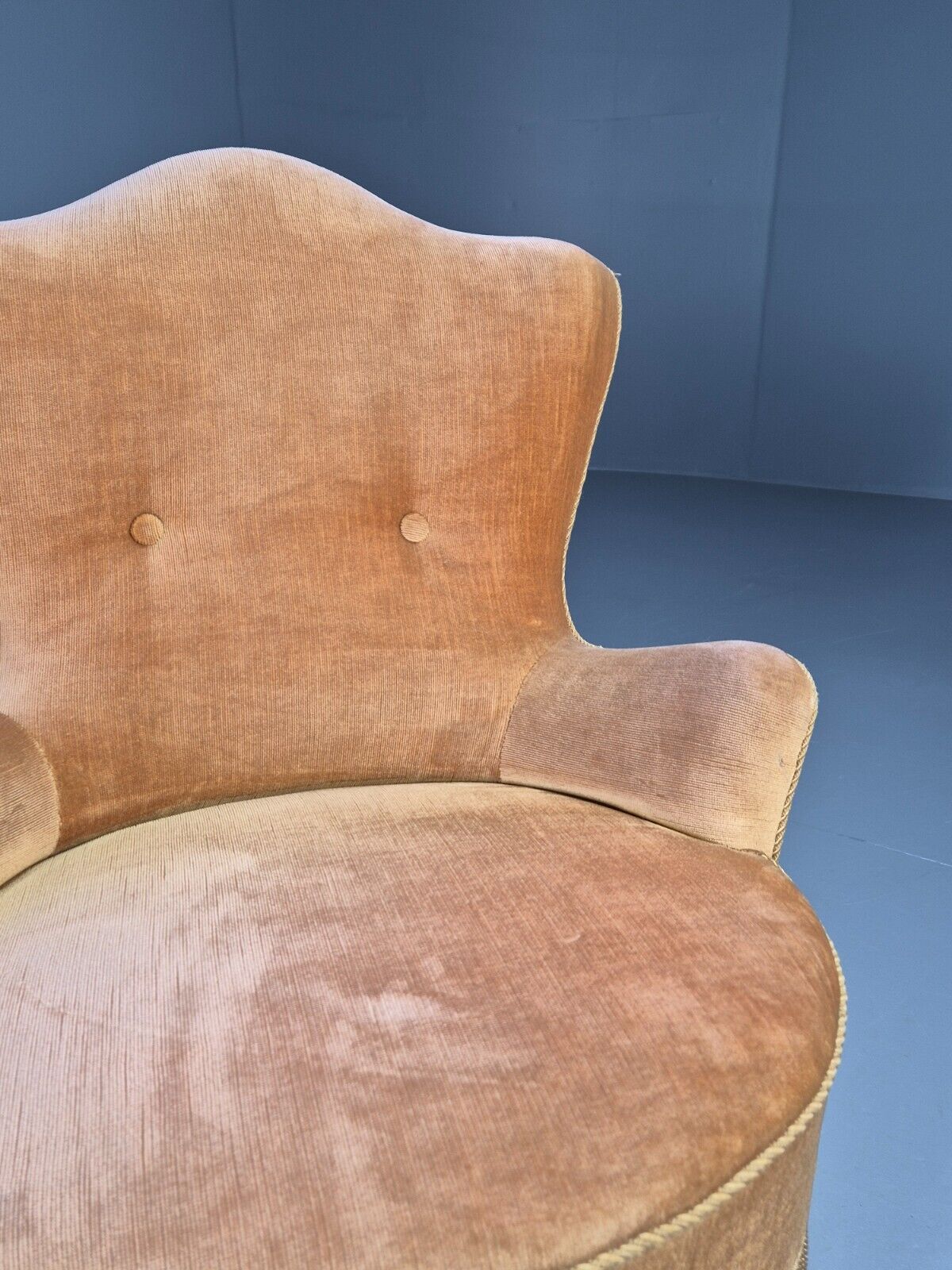 Vintage Danish Lounge Chair Gold Velour 1930s Boudoir Suite EB8978 VCLO - UKDK FURNITURE