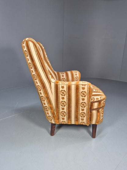 Retro Tub Lounge Chair Vintage Denmark 1960s Orange and Cream  EB10735 VCLO9