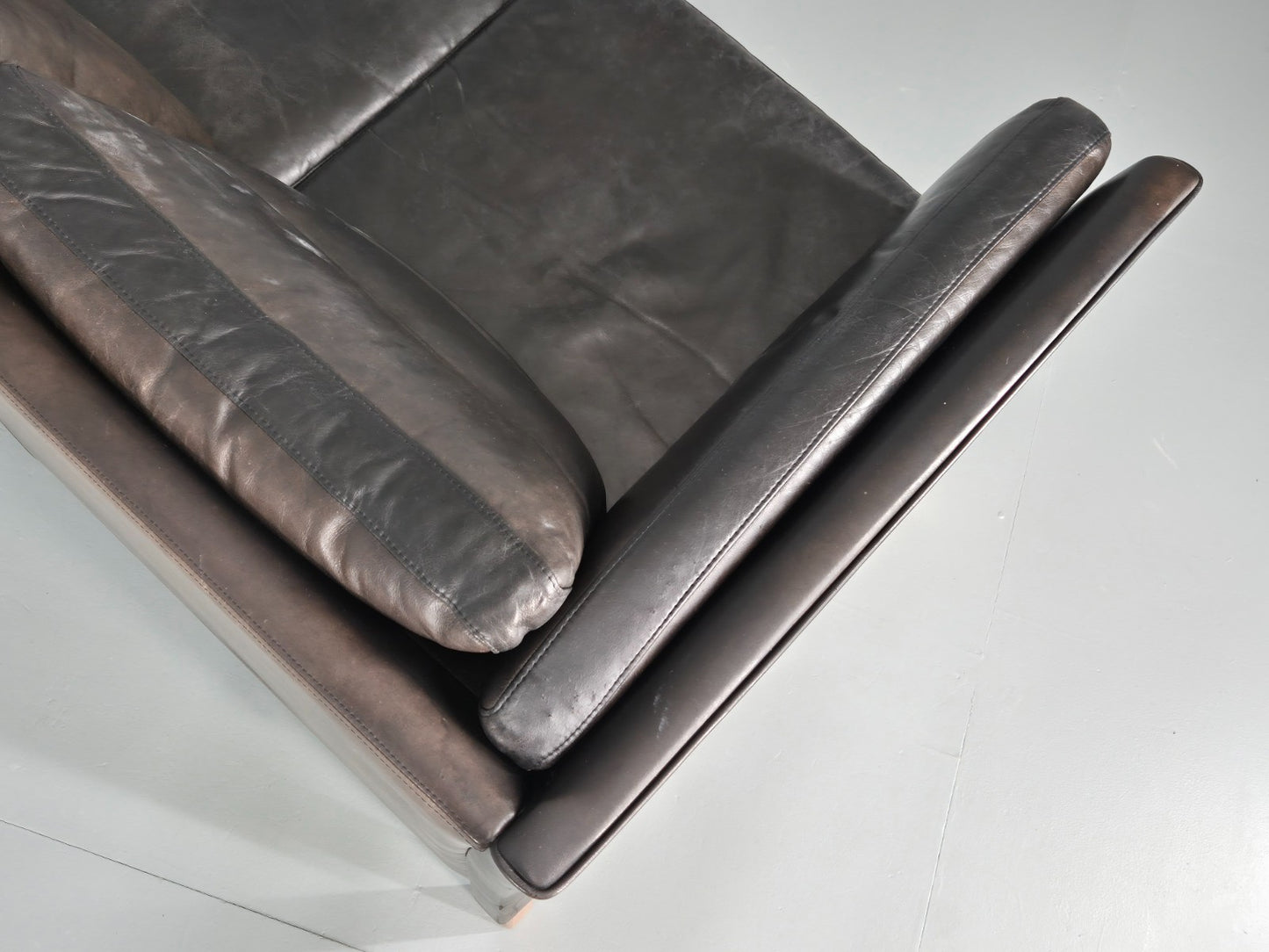 Vintage 3 Seat Sofa Danish Black Leather Vemb MCM Retro 1980s  EB10478 M3SS17