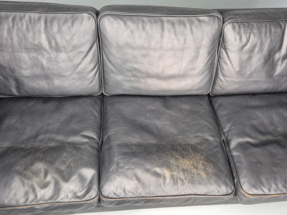 Vintage Danish 3 Seat Sofa Black Leather Mid Century Retro  EB10470 M3SS5