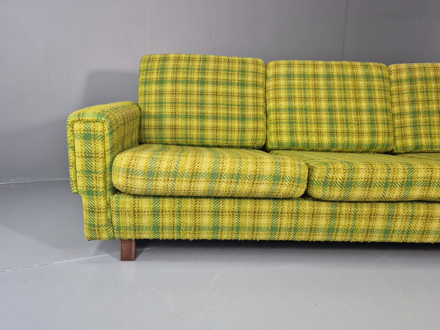 1970s Three Seater Sofa Vintage Danish Green Tones Wool Retro MCM  EB11350 M3SS2