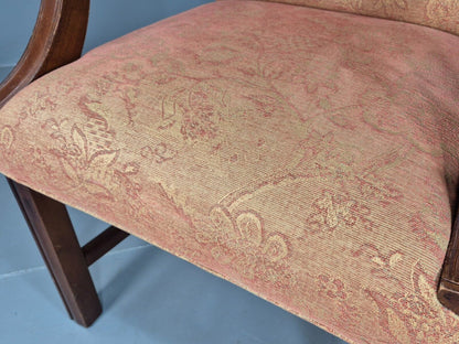2 Vintage Lounge Chair Peach Floral Cotton Georgian Style 1980 Repro EB8215 VCLO - UKDK FURNITURE