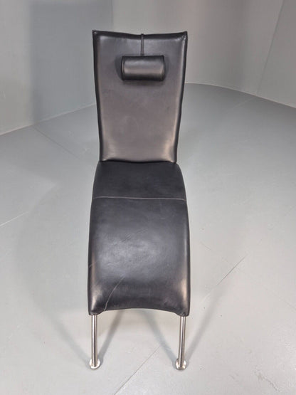 Vintage Chaise Daybed Black Leather Chrome Modern Design Retro Siren EB8911 M4SS - UKDK FURNITURE