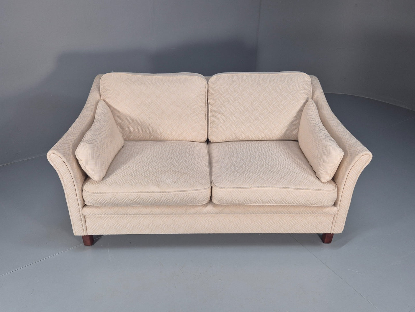 Vintage 2 Seater Sofa Retro Danish Cream Patterned Fabric EB10516 M2SS5