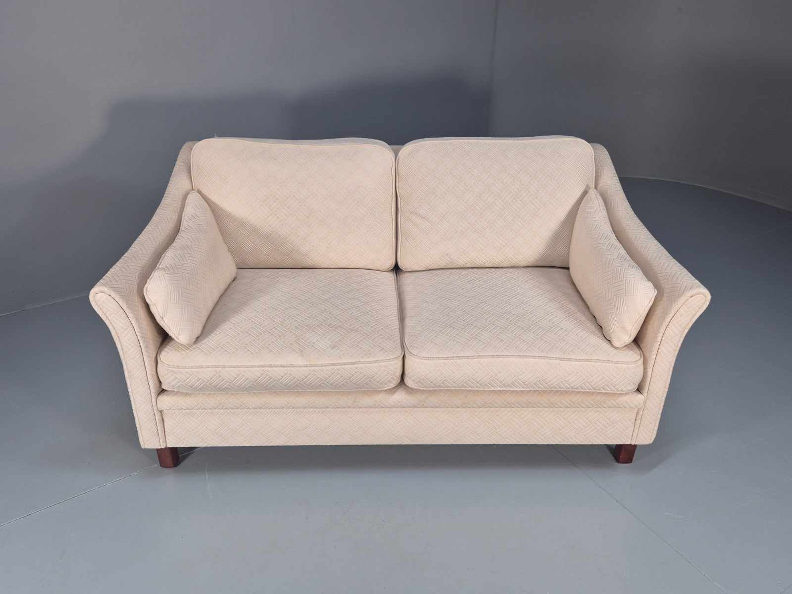 Vintage 2 Seater Sofa Retro Danish Cream Patterned Fabric EB10516 M2SS5