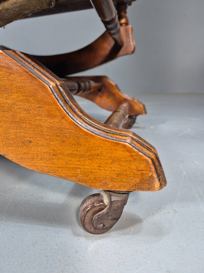 An Edwardian Mahogany Rocking Chair American Style Green Velvet EB9386 VCLO - UKDK FURNITURE
