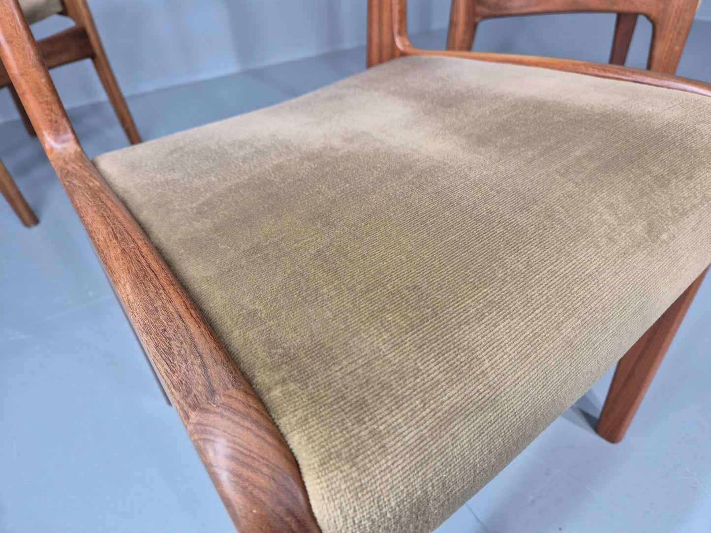 4 Vintage G Plan Dining Chairs Teak Ladder Back Frames Green Retro EB11836 MDIN15