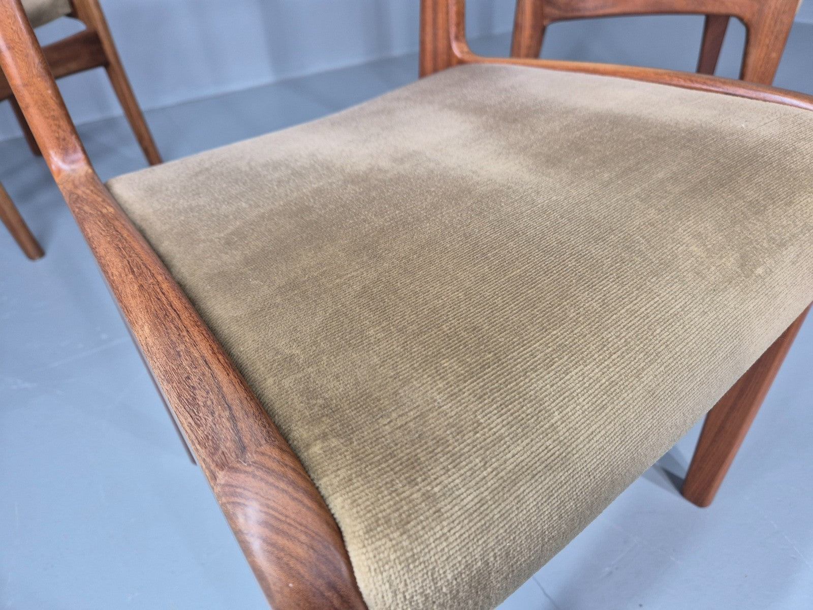 4 Vintage G Plan Dining Chairs Teak Ladder Back Frames Green Retro EB11836 MDIN15