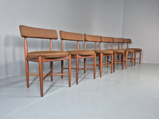 6 G Plan Round Seat Dining Chairs 1970s Retro MCM Original Fabric EB11613 MDIN1
