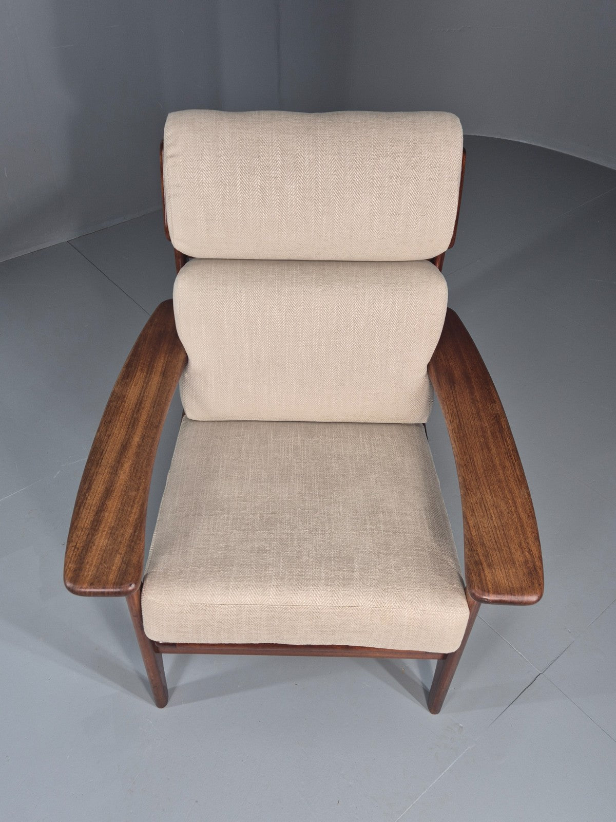 Vintage Mid Century Teak Lounge Chair Danish 1970s New Upholstery EB11138 MNOR4